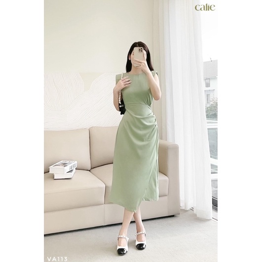 VN868 - VÁY LỆCH VẠT ĐỆM VAI NHÚN EO 2M