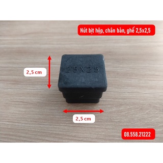 Nút nhựa, đế nhựa 2,5x2,5 bịt đầu sắt hộp 2,5x2,5, gắn chân ghế, bàn, tiện lợi. Chống ồn, trầy xước gạch, đá, sàn gỗ