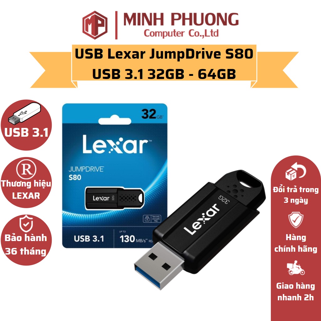 USB Lexar JumpDrive S80 USB 3.1 32GB - 64GB