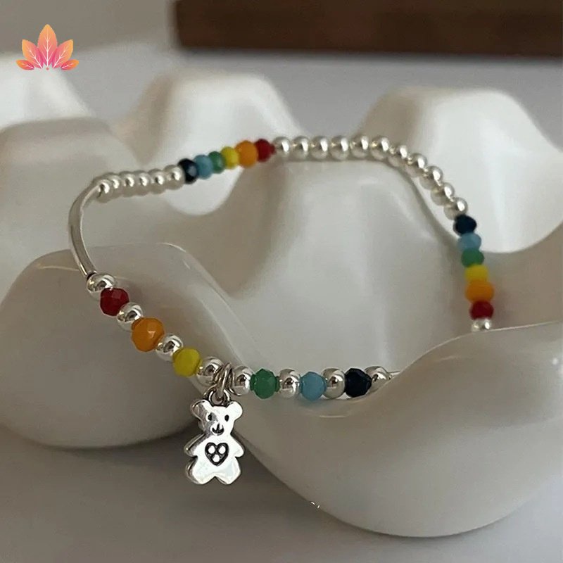 Vòng tay chuỗi hạt màu cầu vồng thiết kế mới phong cách Hàn Quốc thời trang dành cho bạn nữ JP5