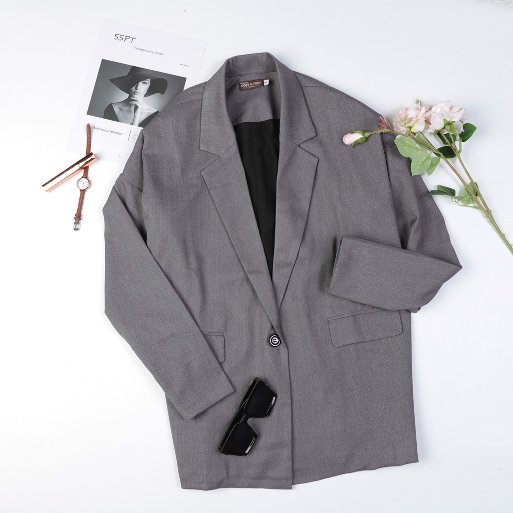 [Designed By DoryPony] ÁO KHOÁC BLAZER OVERSIZE Phối Caro COOKY Chất Liệu Cao Cấp lót Lụa – AKTK003