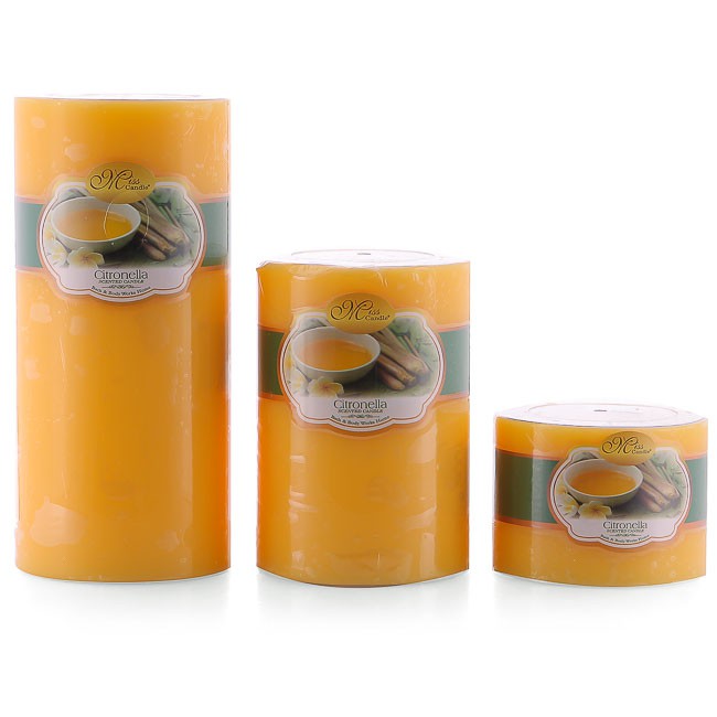 Bộ nến thơm Hạnh Phúc 7 - Bộ 3 nến thơm D7H5, D7H10, D7H15 Miss Candle (Vàng nhạt, hương sả chanh)