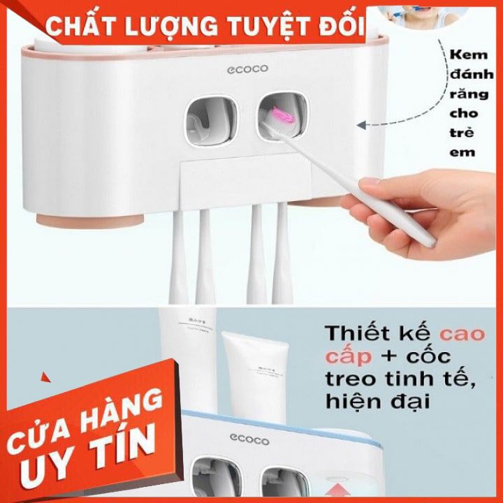 bộ nhả kem đánh răng, nhả kem đánh răng kiêm đựng bàn chải cao cấp ECOCO - Rất tiện dụng và sang trọng