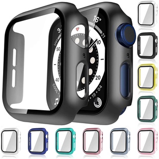 Bộ kính cường lực 9H + ốp PC bảo vệ thích hợp cho Apple Watch Ultra 49mm 1 2 3 4 5 6 SE 7 8 41mm 45mm 40mm 38mm 42mm 44mm
