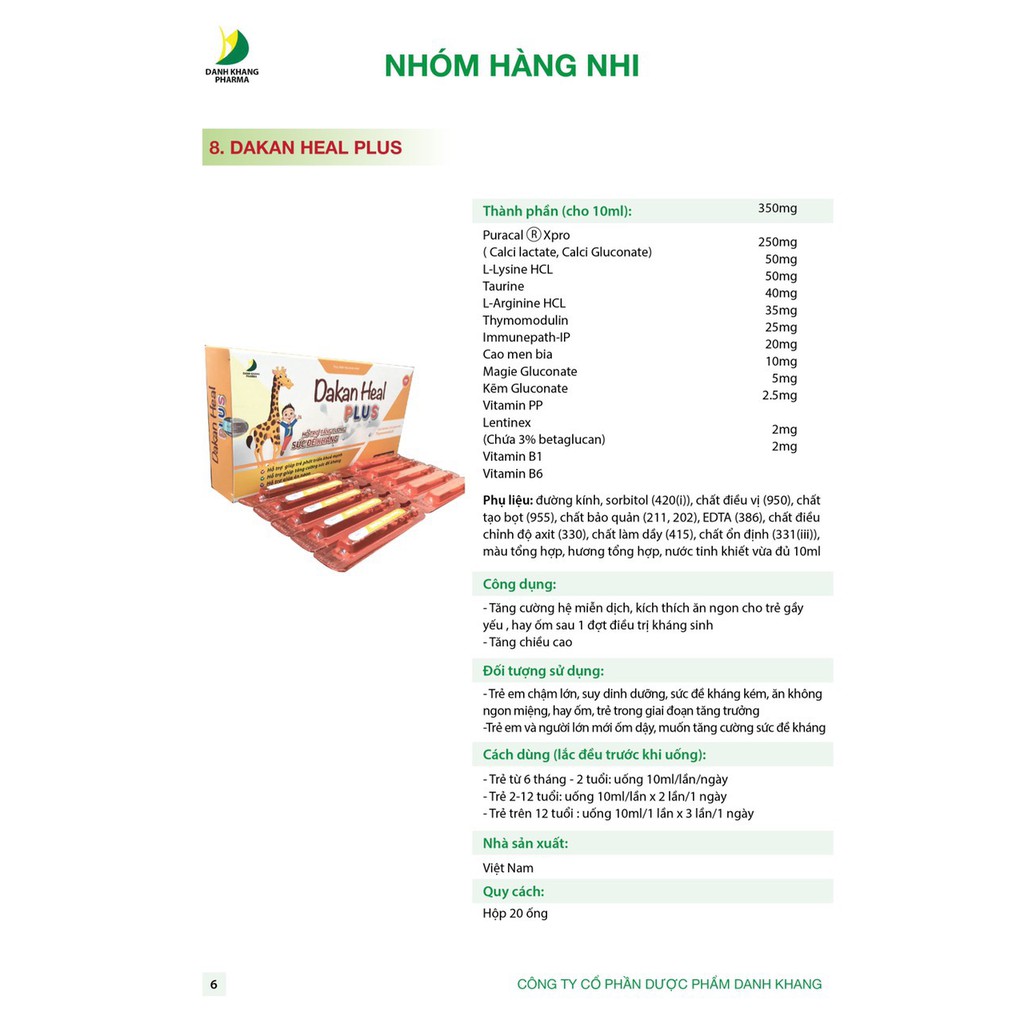 Siro Dakan cho bé ăn ngon, ngủ tốt, tăng cường sức đề kháng, cao lớn, thông minh, hết biếng ăn. Hộp 20 ống x 10ml.