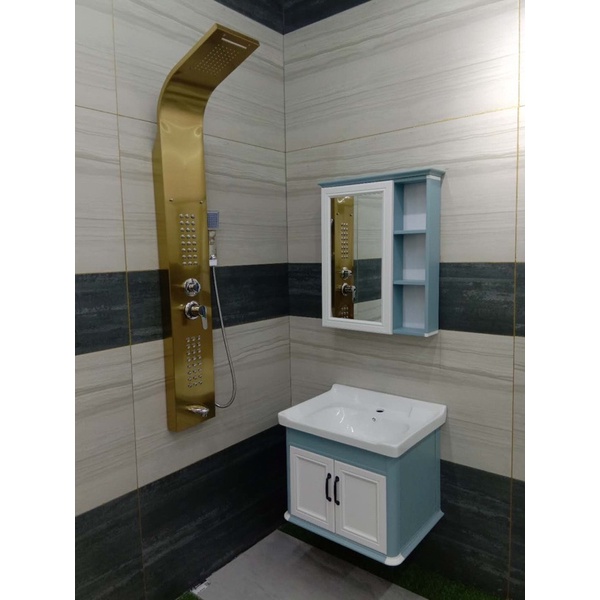 Tủ chậu lavabo giá xưởng cỡ 60*48*48màu xanh