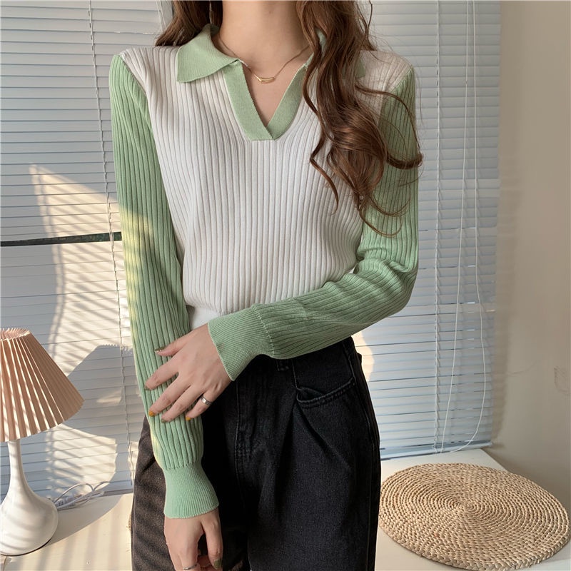 Mới Áo Thun Polo Dệt Kim Dáng Ôm Thời Trang Cho Nữ