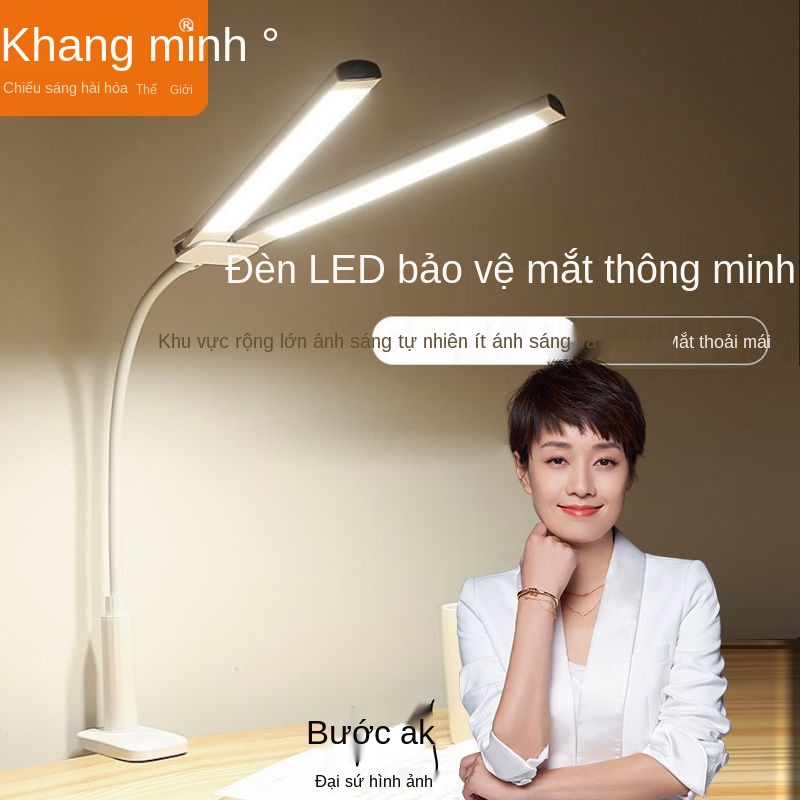 Đèn bàn LED Kang Ming học sinh cắm vào đôi đầu đọc sách phòng ngủ kẹp giường