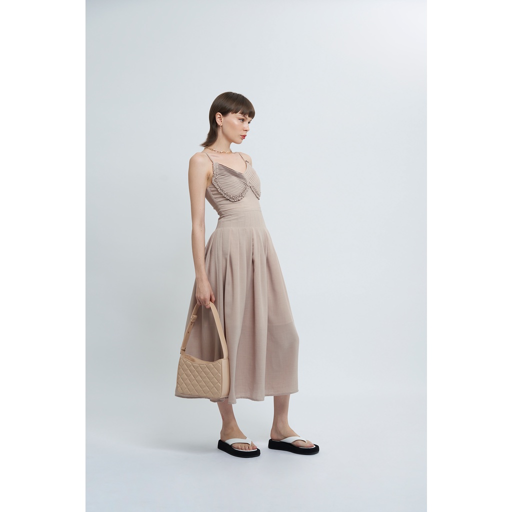 Đầm xoè xếp ly ngực KHÂU BY CQ Sandcastle
