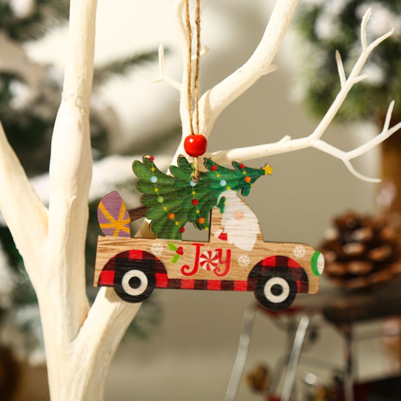 Phụ kiện treo trang trí cây thông giáng sinh hình ông già noel/người tuyết làm từ gỗ