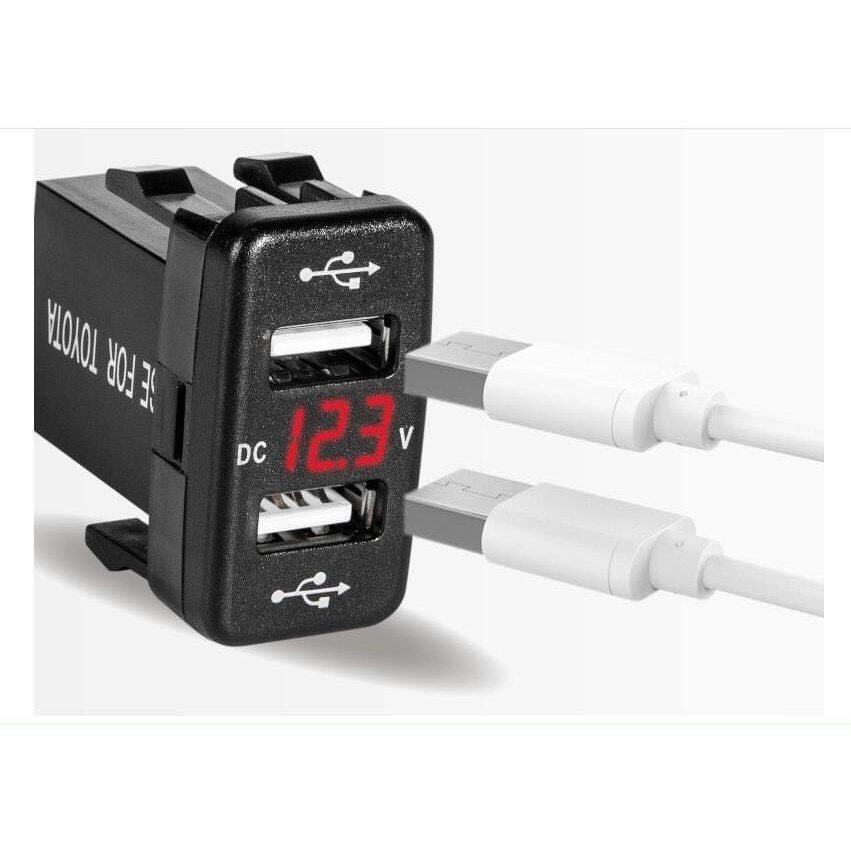 BỘ SẠC NHANH GẮN CỔNG CHỜ CHIA 2 USB CHO XE TOYOTA.HONDA CÓ VOLT KẾ