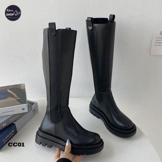 Giày bốt nữ da cổ cao 37cm đế 4cm - cc01