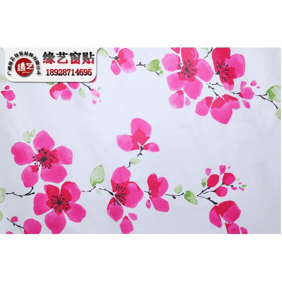 1m x 45cm PVC Decal Cửa kính mờ Cửa sổ Bảo mật - hoa mai đỏ YY55