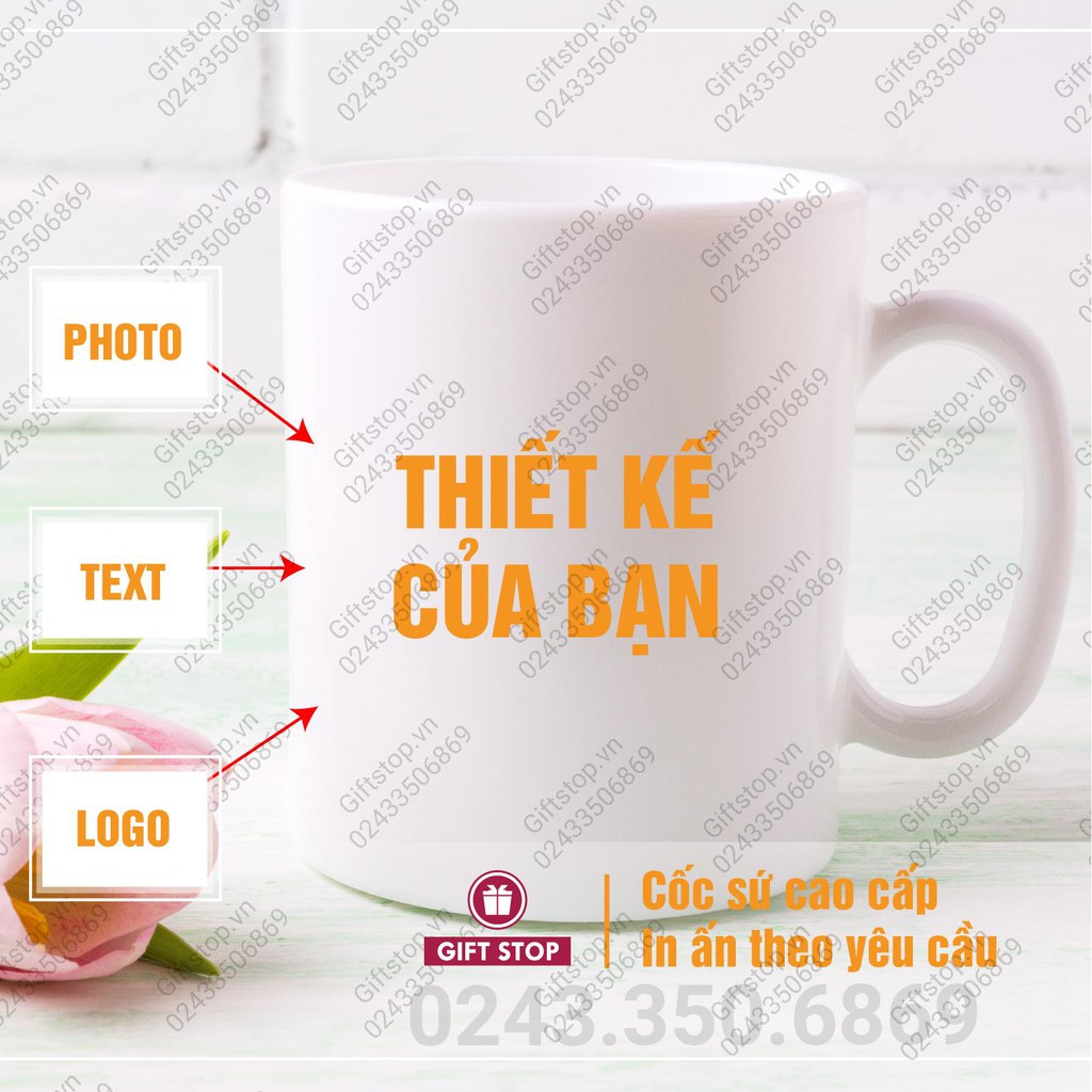 Cốc in ảnh, cốc in Slogan cho văn phòng Mug 06 ' Cuộc sống bắt đầu sau ly Cà Phê'