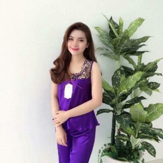 Đồ bộ phi lụa lửng phối ren freesize dưới 60kg