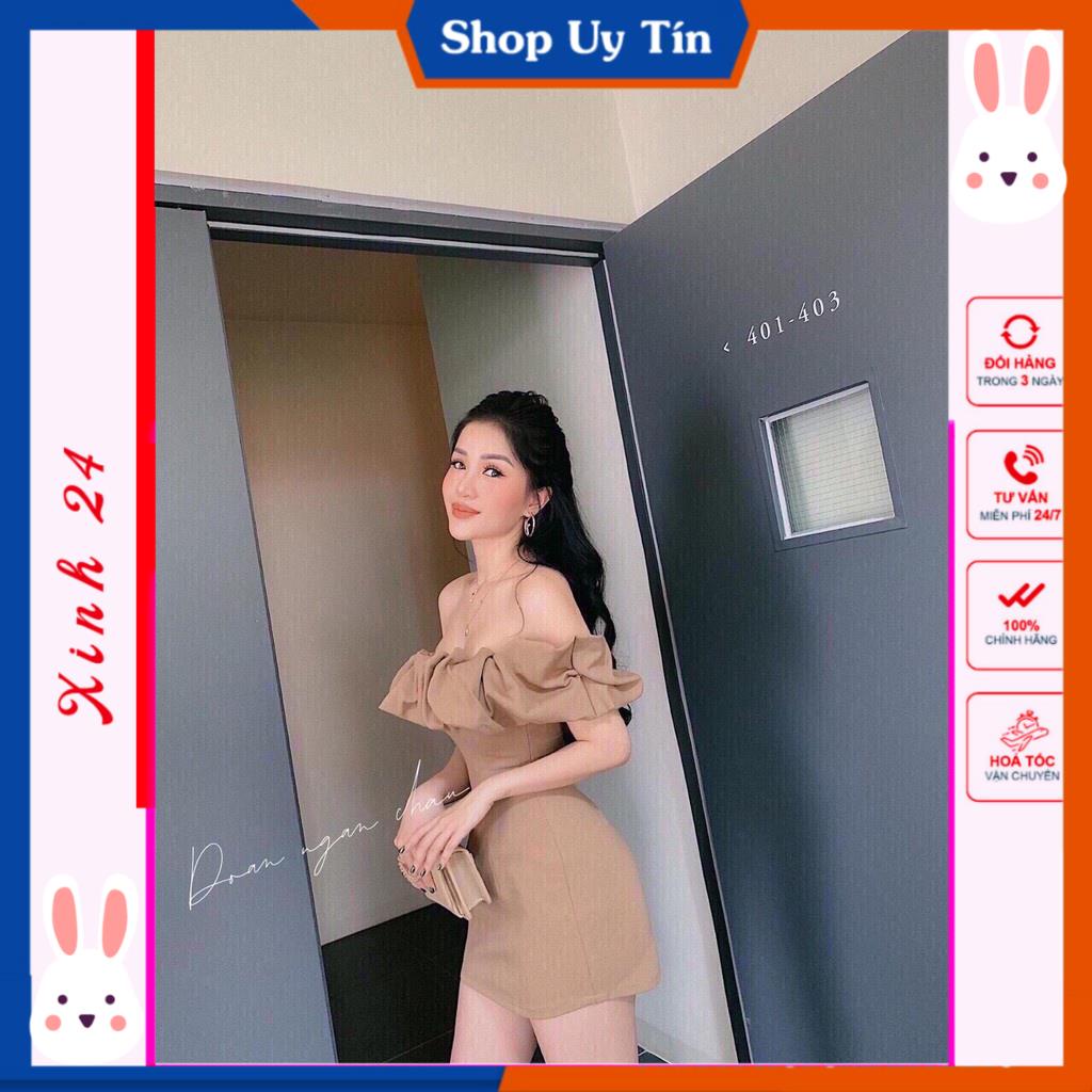 Váy body cá tính trễ vai xếp ly có mút ngực tôn dáng thời trang thiết kế Xinh 24 | BigBuy360 - bigbuy360.vn