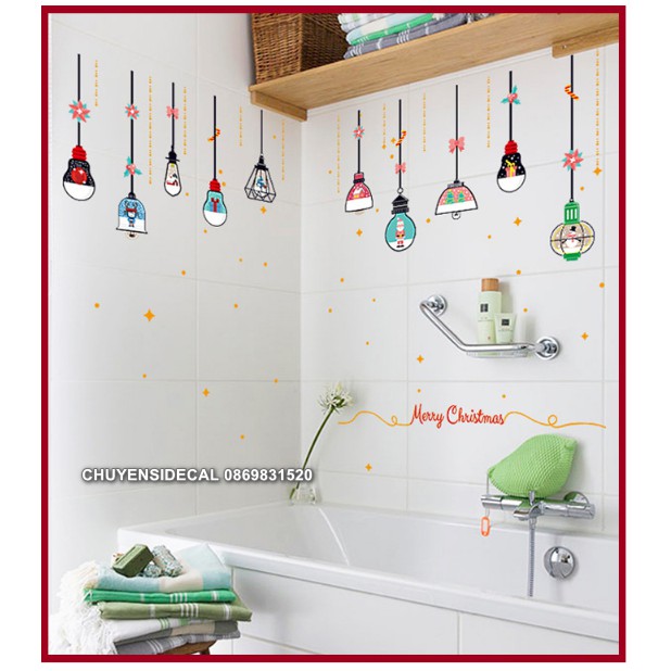 Decal trang trí tường - Bóng Đèn Dây nhỏ ngũ sắc