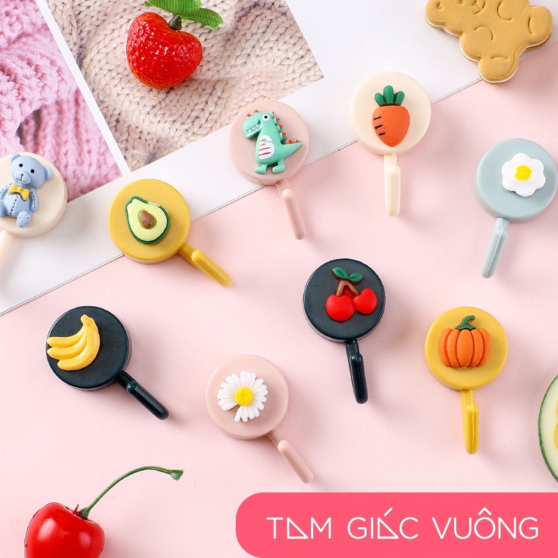 Móc Nhựa Dán Tường Đa Năng Hoạ Tiết Hoạt Hình Dễ Thương Nhiều Màu Sắc