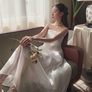 SẴN M🎀Váy ulzzang công chúa maxi hai dây hở lưng dáng xoè dễ thương| Đầm nữ 2 lớp tiểu thư Hàn Quốc bánh bèo kỉ yếu ren
