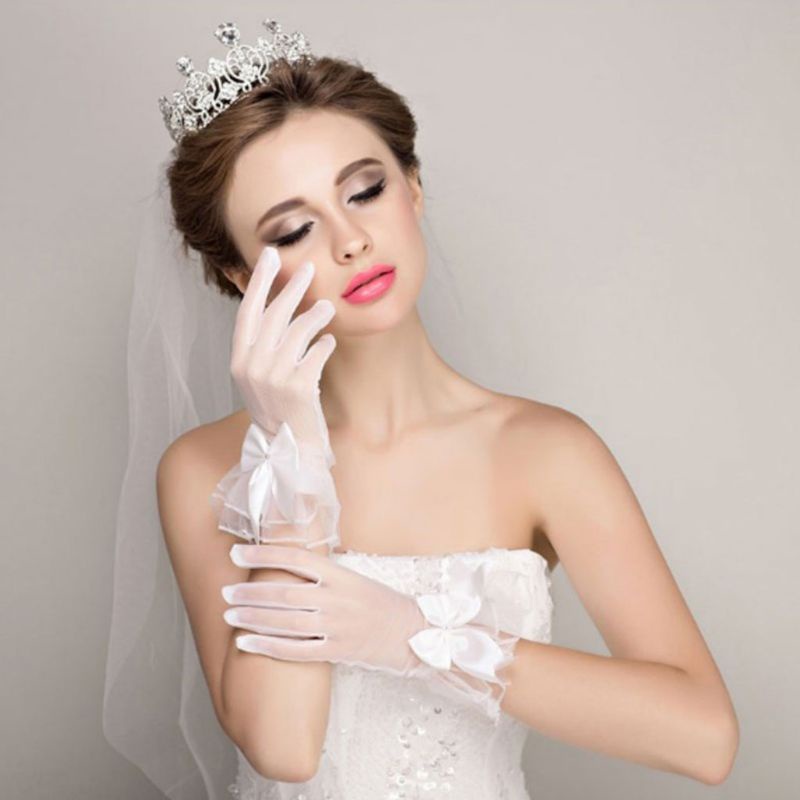 Găng Tay Lưới Ngắn Đính Nơ Thời Trang Mùa Hè Cho Nữ