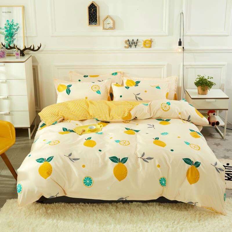 chăn ga gối   𝐅𝐑𝐄𝐄 𝐒𝐇𝐈𝐏   gối cotton poly 4 món nhập khẩu thiết kế sang trọng , bo chun - Mềm, mát, không xù