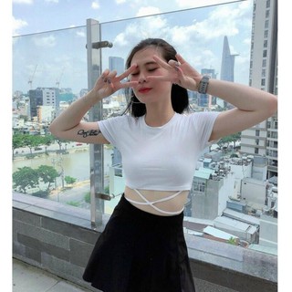 Áo Croptop Đan Dây Eo Nữ Hot