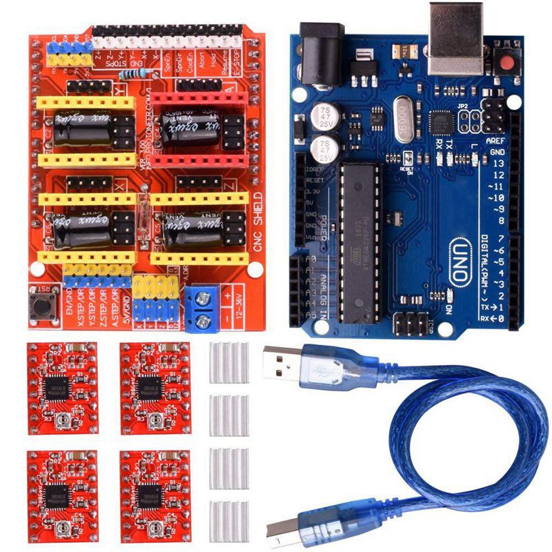 Bảng Mạch Mở Rộng V3.0 + Uno R3 + A4988 Cho Arduino Icd + Uno R3 + Động Cơ Bước