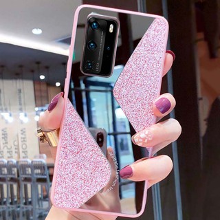Ốp điện thoại mềm dạng gương trang điểm phối kim tuyến cho Samsung Galaxy A10 A20 A30 A30S A50 A50S A10S A20S A70