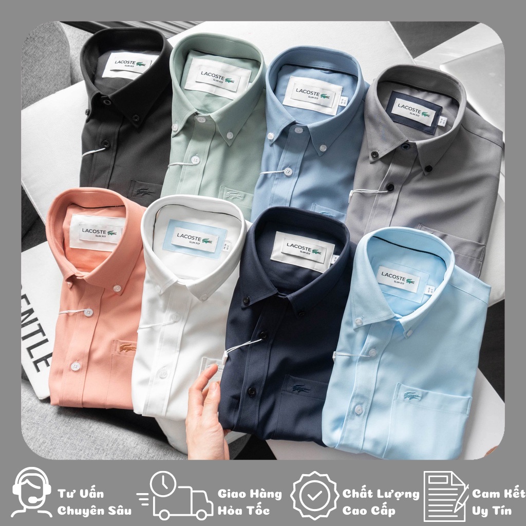 Áo Sơ Mi Nam Ngắn Tay LCST Trơn 6 Chất Liệu Cotton Kiểu Dáng Slimfit