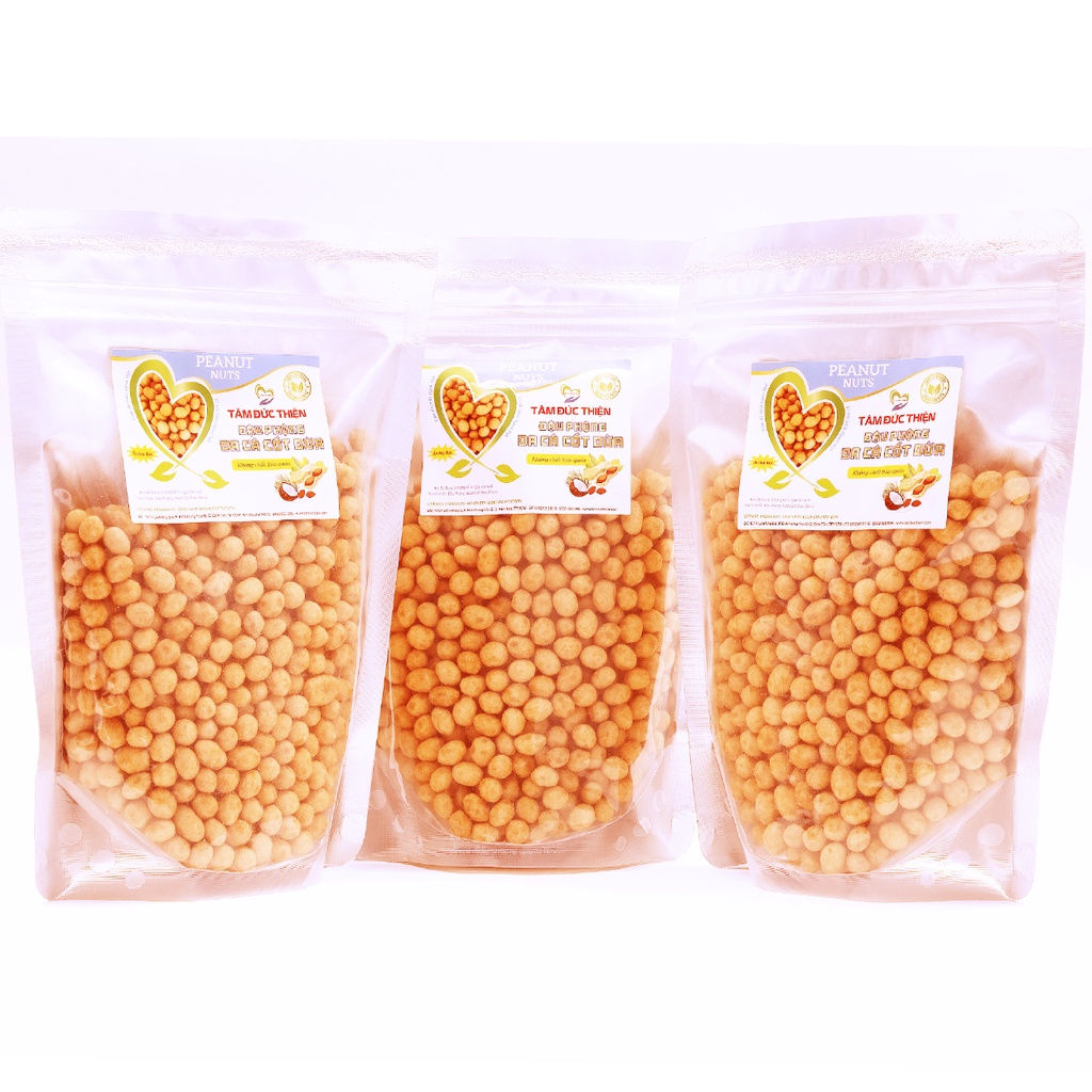 Combo 1,5 KG Đậu Phộng Da Cá Cốt Dừa Tâm Đức Thiện ( 3 Túi x 500GR)