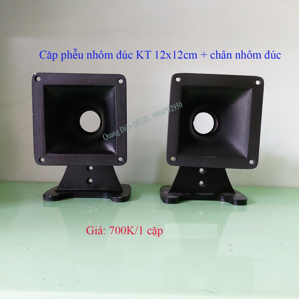Họng Kèn Nhôm Đúc Ren xoáy 12x12cm, chân nhôm đúc, dùng lắp củ treble kèn 250, 350, 450 ren xoáy - Cubo Mart