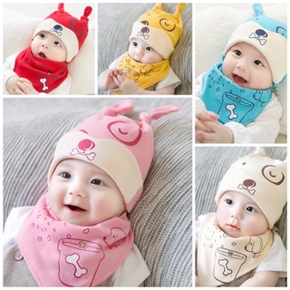Set Mũ kèm Khăn Yếm Hình Thú Chất Cotton 100% Cho Bé Trai Và Bé Gái - Trending Kids