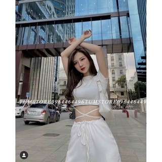 Áo croptop nữ buộc dây eo form chuẩn