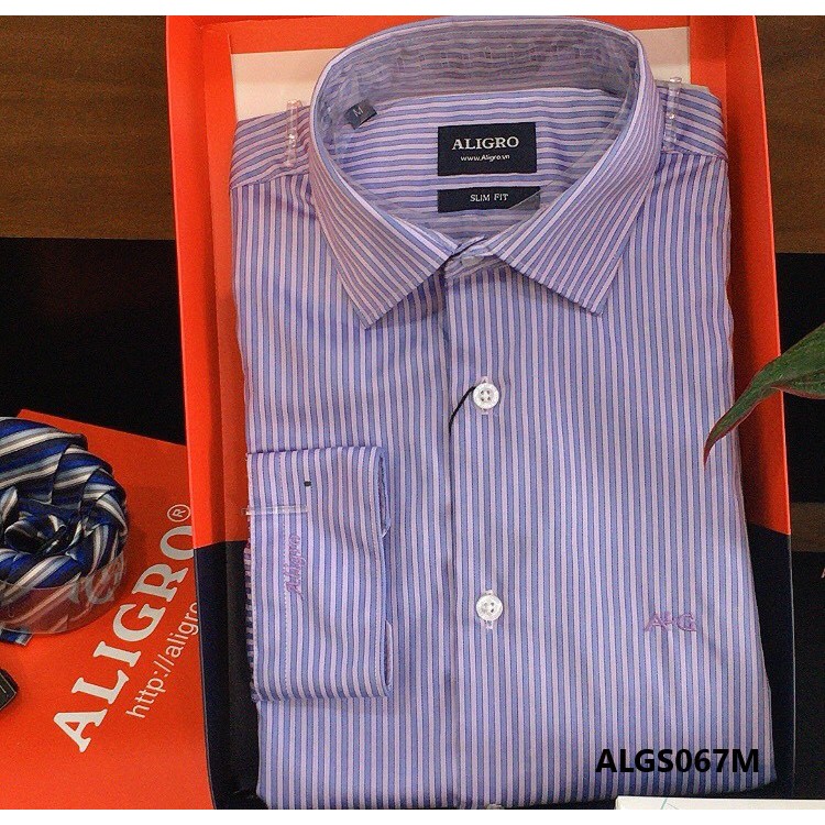 Áo sơ mi dài tay nam sọc tím Slim ALIGRO ALGS067