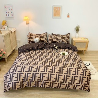Bộ chăn ga giường cotton poly Fendi Suhali Shop, vỏ chăn mền, drap nệm và 2 vỏ gối