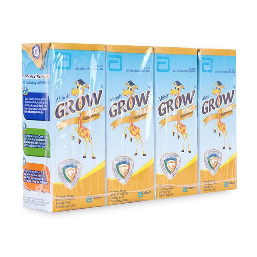 Bộ 2 lốc 4 hộp sữa nước Abbott Grow Gold hương vani 180ml tặng bộ sách