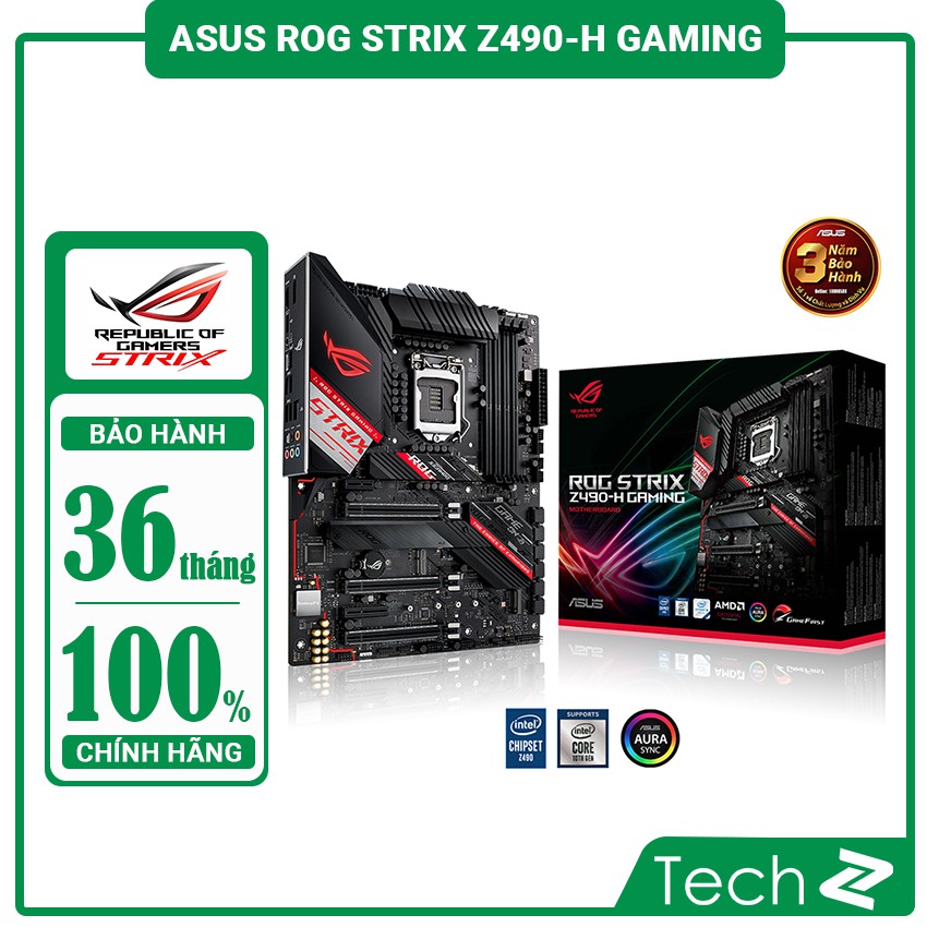 Bo mạc chủ Mainboard ASUS ROG STRIX Z490 (Intel Z490, Socket 1200, Mini ITX- ATX- mATX, 2/4 khe RAM DDR4)