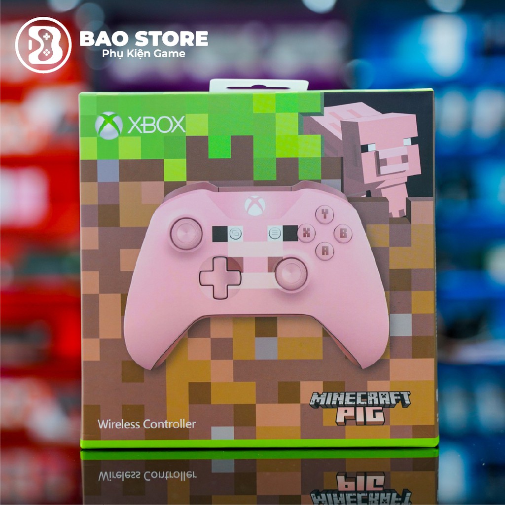 Tay cầm xbox one s chính hãng màu Minecraft Pig, tay cầm chơi game xbox đủ các tính năng ưu việt