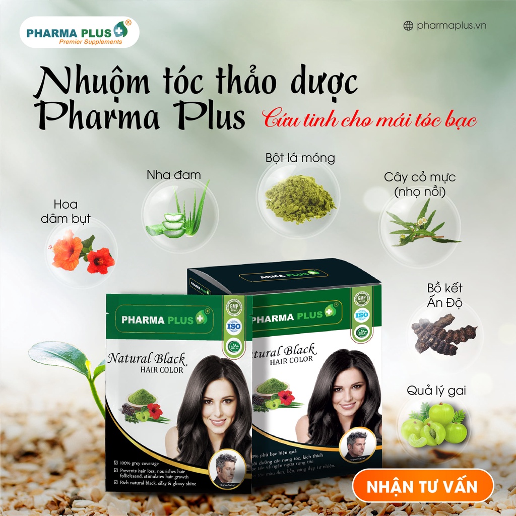 Thảo Dược Nhuộm Tóc Đen  Pharma Plus Hàng  Chính Hãng