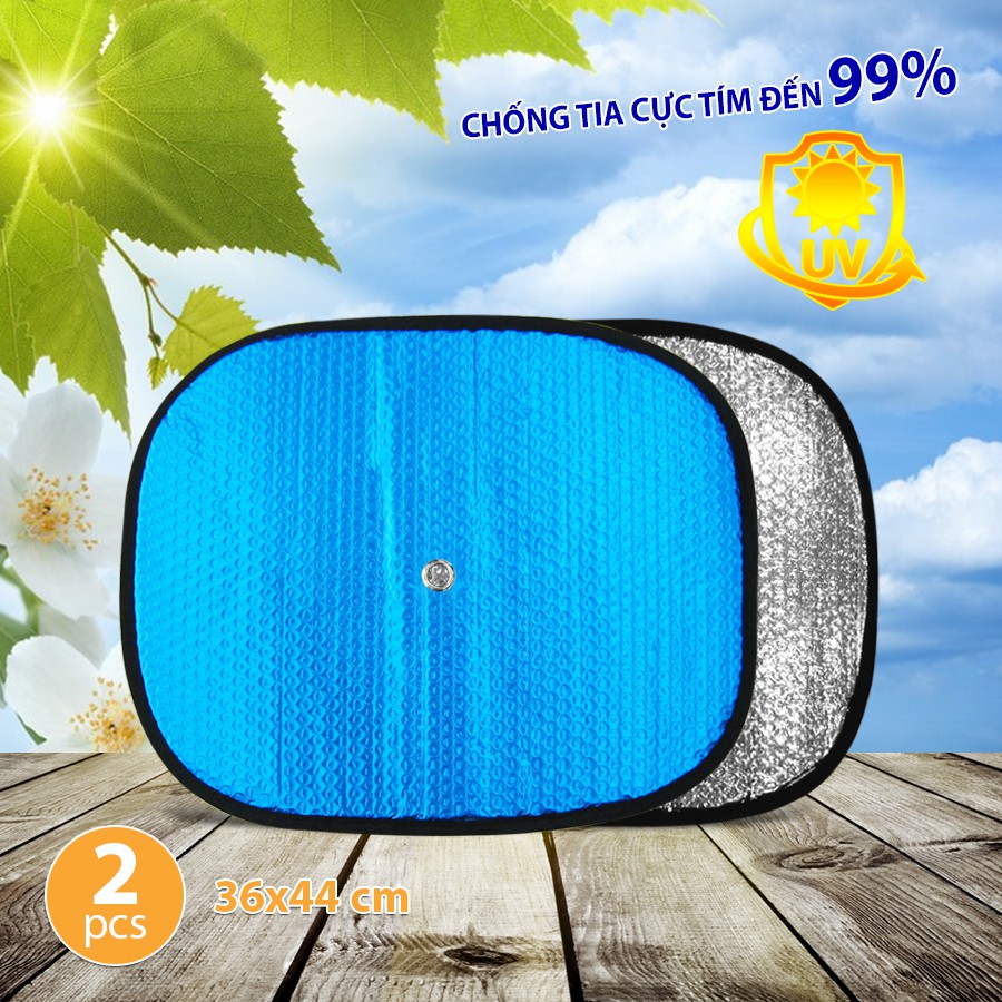Combo 2 tấm Combo 2 tấm Che nắng xốp tròn nhỏ loại dày NB 36x44 cm bạc lam