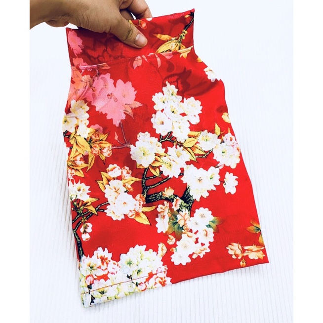 ÁO GẤM ĐỎ hoạ tiết HOA ĐÀO mặc tết dành cho thú cưng, Đồ mặc tết dành cho chó mèo LaLi Petfashion
