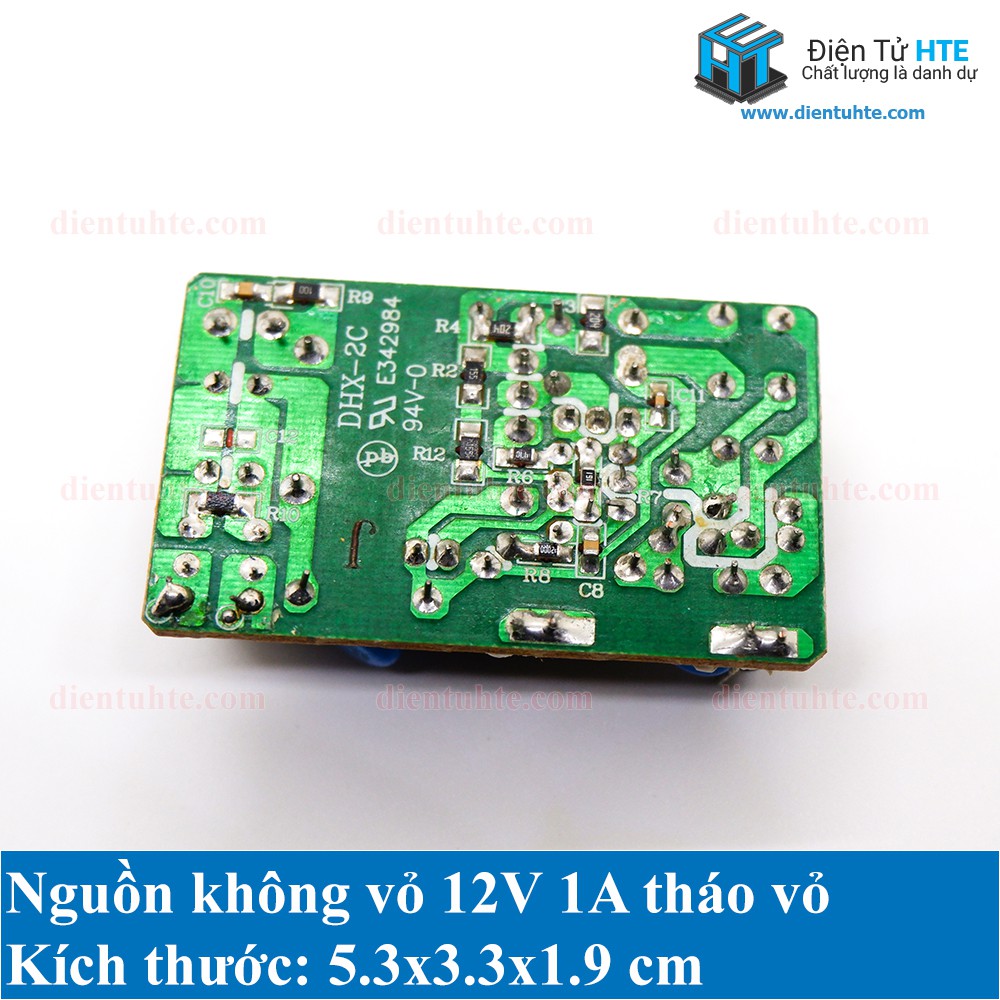 Board nguồn không vỏ 12V 1A tháo vỏ [HTE Quy Nhơn CN2]