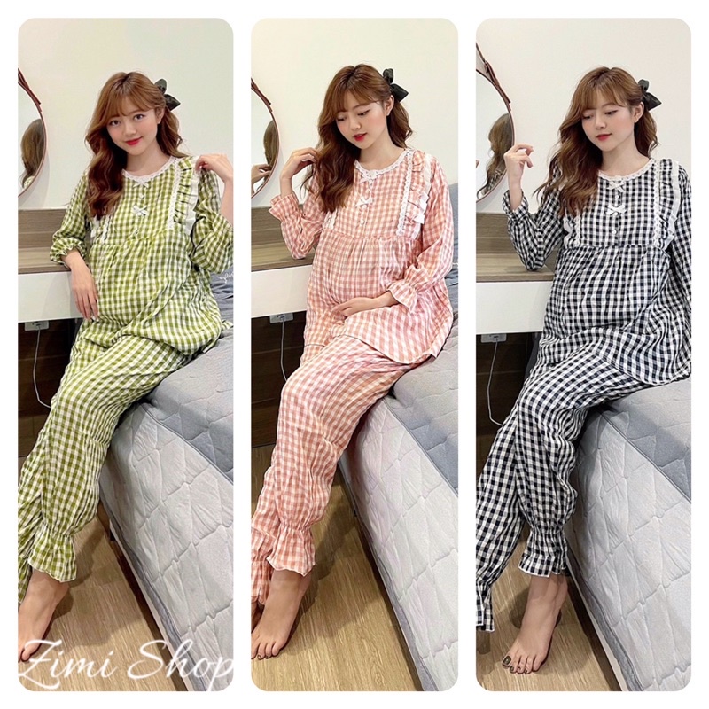 Bộ đồ bầu và sau sinh cổ sen,chất thô lụa cực mát,áo mở dọc tiện cho bé ti,quần có chun chỉnh(đủ size đến 70kg)