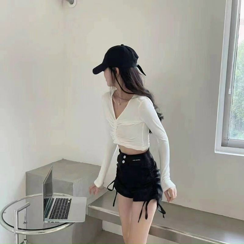 Quần sóc da dây rút sườn  chữ cạp siêu có giãn