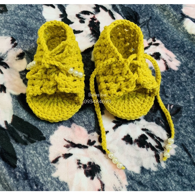 Giày len hở ngón thắt nơ ngộ nghĩnh cho bé 0-18m