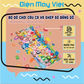 Đồ Chơi Cho Bé, Bộ bảng số thông minh, bộ đồ chơi câu cá và ghép số học bằng gỗ