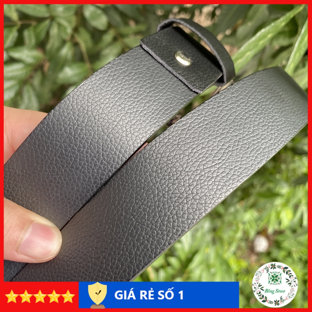 Thắt lưng nam mặt khóa kim dây lưng nam da màu đen kiểu dáng đơn giản DLKKM003 Bông Store