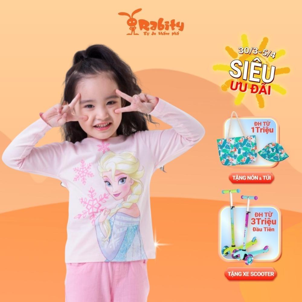 Áo thun bé gái dài tay Rabity cotton hình công chúa Elsa và bông tuyết 5187.5332