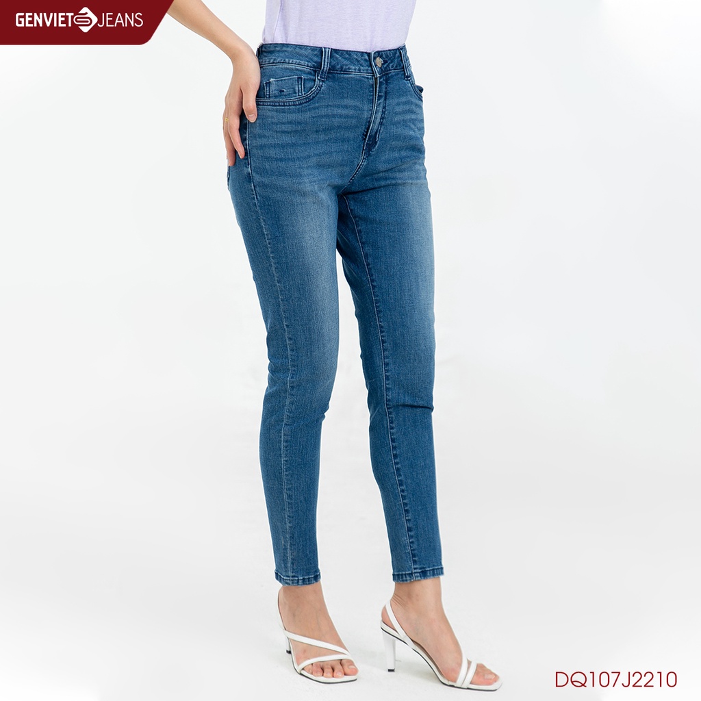 [Mã FATOP12 giảm 30K đơn 150K] Quần Jeans Nữ Trơn Dáng Ôm Skinny Chất Bò Mềm Cao Cấp Basic Genviet DQ107J2210