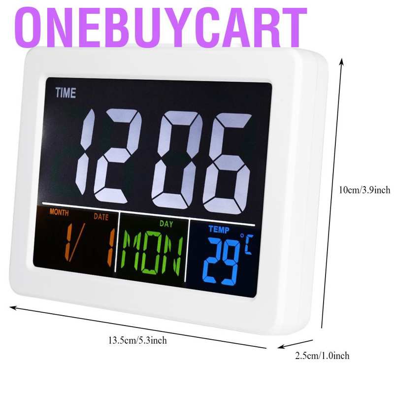 Onebuycart LCD Digital Alarm Clock Student Large Screen Time Temperature Display Home Decor